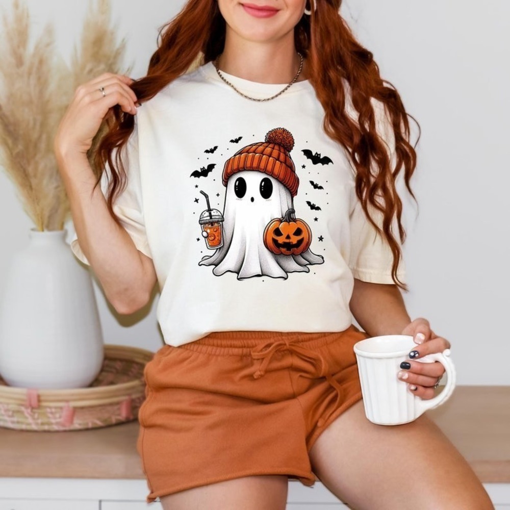 Halloween Ghost Shirt Cute Womens Spooky Season Trick Or Treat
